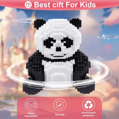 Vista 5 de AHZILEl - Juego de construcción de bloques de panda de animales, 7822 piezas, lindo rompecabezas 3D, mini ladrillos de construcción, kit de juguetes