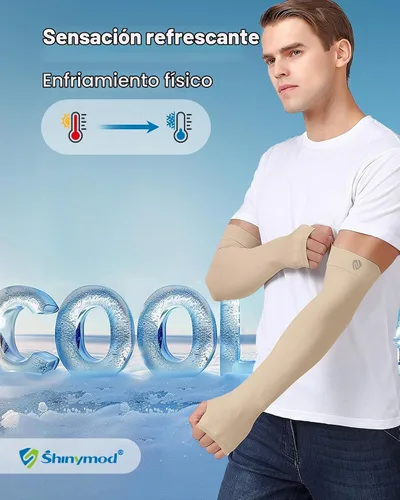 Vista 3 de Mangas para brazo, para hombres o mujeres. Para calentar o refrescar. Guantes de Compresión con factor de protección de los rayos ultravioleta UPF 1