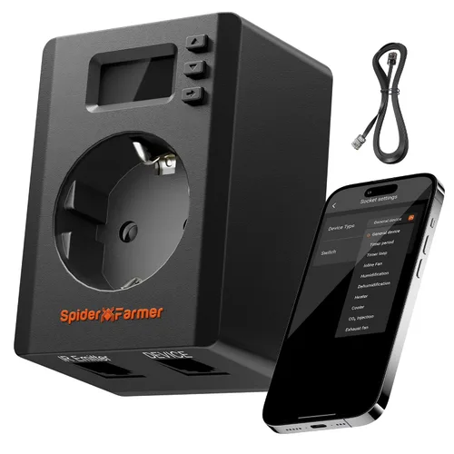 Vista 9 de Spider Farmer S Station GGS Pro Outlet 1 AC Enchufe de controles basado en la aplicación 15 A/1875 W máximo, monitoreo de energía, universal