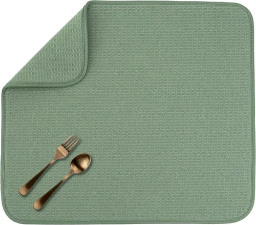 Vista 29 de S&T INC. Tapete de microfibra para secado de platos, reversible y absorbente para cocina, de 16 x 18 pulgadas, color negro