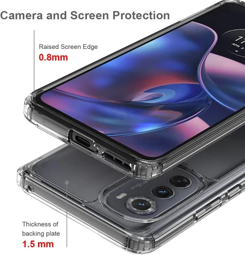 Vista 3 de Kowauri Funda transparente para Motorola Moto Edge 2022 - Parte trasera de policarbonato duro con parachoques delgado de TPU, cubierta protectora a