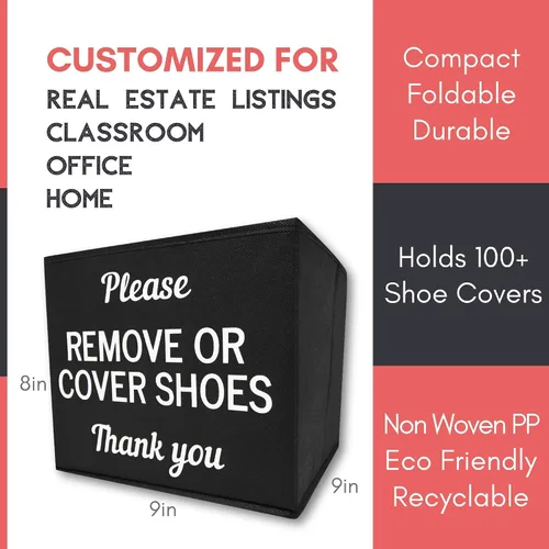 Vista 2 de Caja de RE Goods para cubrezapatos Caja desechable para botines de zapatos para listados de inmobiliarios y casas abiertas Por favor, cubra