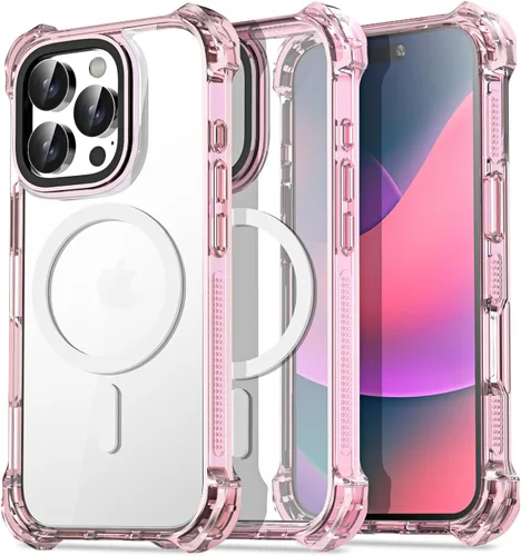 Vista 30 de AICase Funda Rebote Rosa Neón Brillante Compatible con iPhone 15, Transparente a Prueba de Impactos Resistente a Golpes Linda Femenina Adolescente