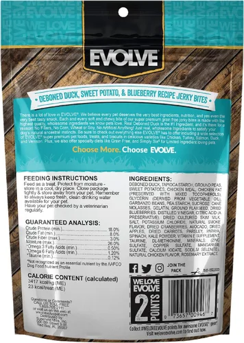Vista 2 de Evolve Golosinas para perros de pato, guisantes y arándanos sin granos