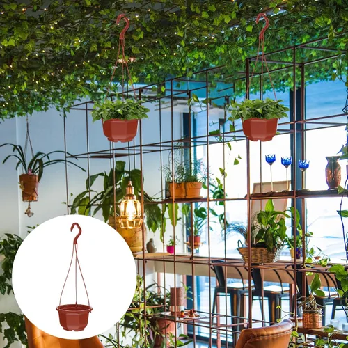 Vista 2 de DOITOOL 10 macetas colgantes de plástico, macetas colgantes de 6.29 pulgadas, maceta para plantas de interior y exterior, decoración de jardín