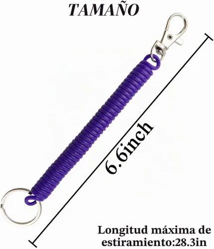Vista 2 de TIHOOD 14PCS Spiral Retractable Spring Coil Keychain Theftproof Anti-lost Stretch Cord Safety Key Rings