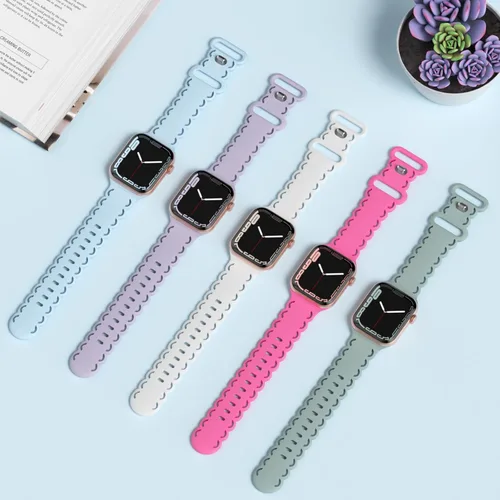Vista 3 de Correas de silicona de encaje compatibles con Apple Watch Band 1.496 in 1.575 in 1.614 in 1.654 in 1.732 in 1.772 in 1.929 in, correa deportiva