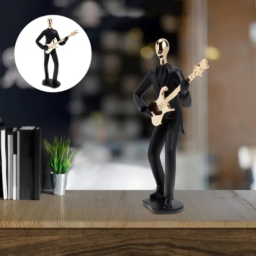 Vista 9 de ARTIBETTER Estatua de músico de guitarra, instrumento musical, guitarra, figura coleccionable, trofeo de música, adorno de escritorio para el hogar