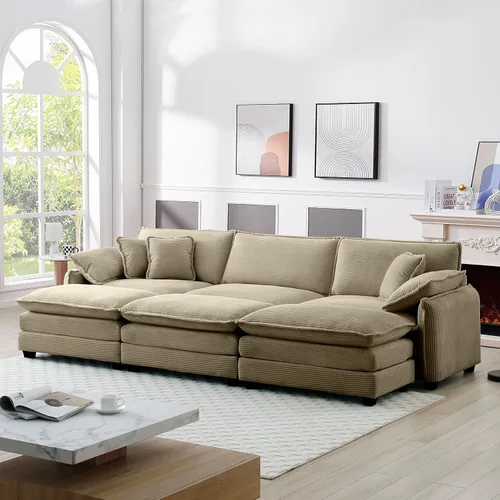 Vista 14 de Sofá modular de 81 pulgadas con 2 otomanas, sofá modular de 2 asientos, sofá seccional pequeño para sala de estar