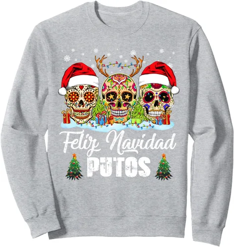 Vista 3 de Feliz Navidad Putos - Sudadera fea navideña
