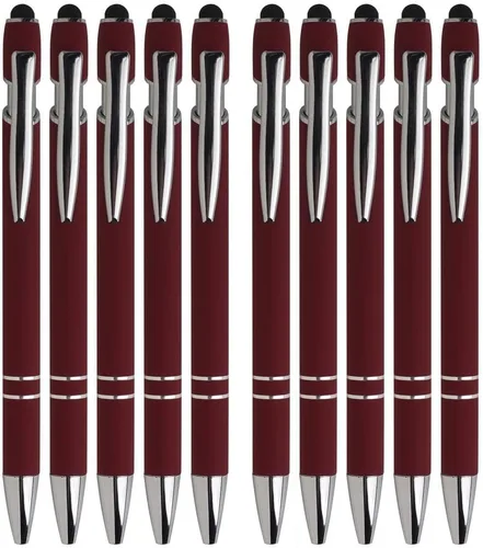 Vista 3 de Bolígrafo con punta de lápiz capacitivo, tinta negra, punta media, 0.039 in, tacto suave, metal, mate, varios colores, barril, 10