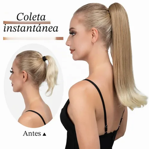 Vista 5 de Extensión de cola de caballo con clip, de 18 pulgadas, extensiones de cabello para mujer, cola de caballo larga y recta, cola de caballo rizada