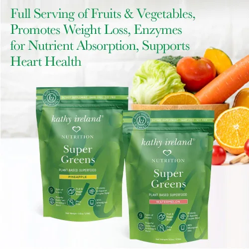 Vista 3 de Kathy Ireland Nutrition Polvo Super Greens a base de plantas, sandía, 9.5