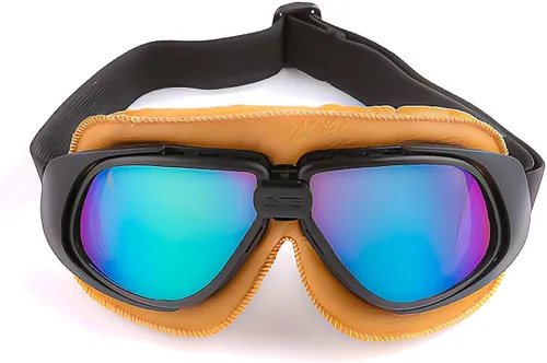 Vista 11 de Anteojos de seguridad para motociclismo, motonetas, medio casco clásico para Vespa, estilo aviador, plegable con lentes transparentes T008 Marco