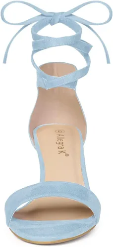 Vista 2 de Allegra K Sandalias con cordones de tacón de gatito para mujer