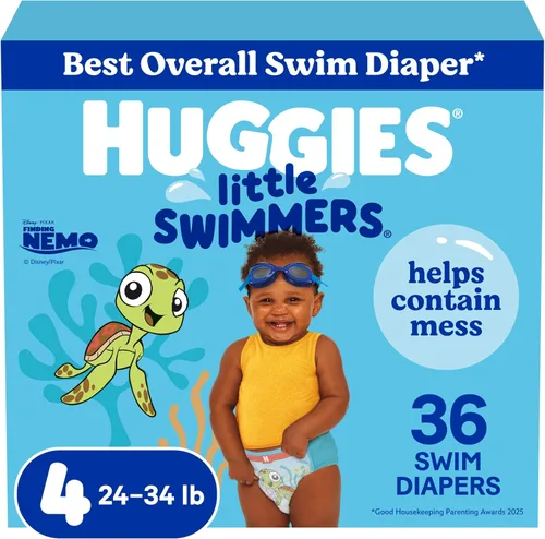 Vista 5 de Huggies Little Swimmers - Pañales de natación desechables, XS (7-18 libras), 12