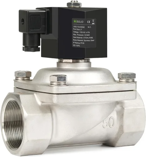 Vista 12 de U.S. Solid Válvula solenoide de latón de 1/2" -110V 120V AC, normalmente cerrada, válvula eléctrica de 10 bar para agua, aire, diesel