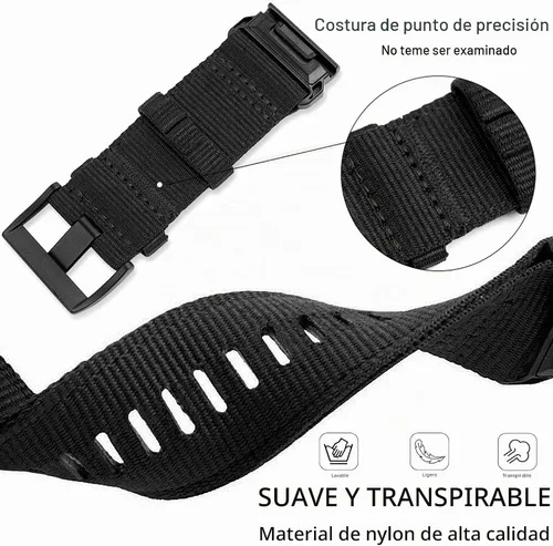 Vista 3 de Abanen Correas de Nylon Resistente para Garmin Fenix 8 51mm / Enduro/Instinct 2X / epix Pro 51mm, Correa Deportiva Ajustable con Cierre de Acero