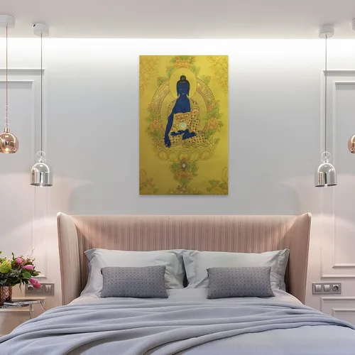 Vista 8 de Póster de pintura de Buda de medicina, póster de Thangka Thangka Thangka, pintura de obras de arte, arte de pared, impresiones en lienzo, imagen