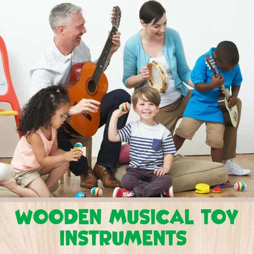 Vista 6 de IPIDIPI TOYS Maracas para huevos de Pascua para niños, paquete de 6 instrumentos musicales de madera para niños, juguete de sonido Montessori