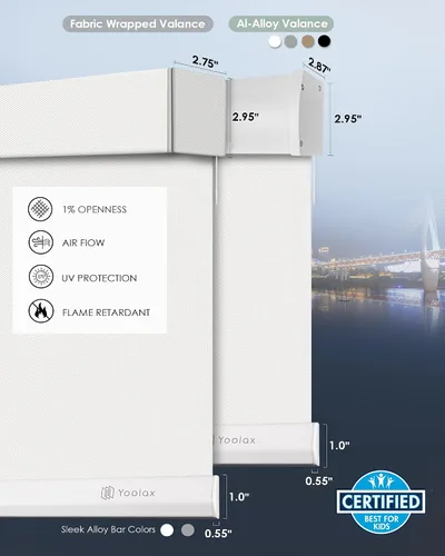 Vista 6 de Yoolax Persianas enrollables motorizadas con control remoto solar, filtro de luz, transparentes, persianas automáticas para ventanas