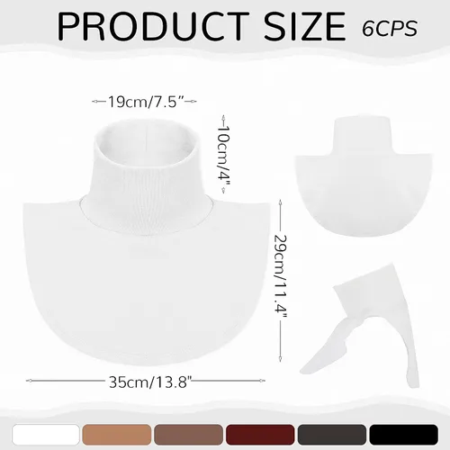 Vista 2 de SATINIOR 6 Pcs Women Fake Collar Detachable Dickey Collar Solid Turtleneck Mock Turtleneck Dickey Half Blouse Neckband