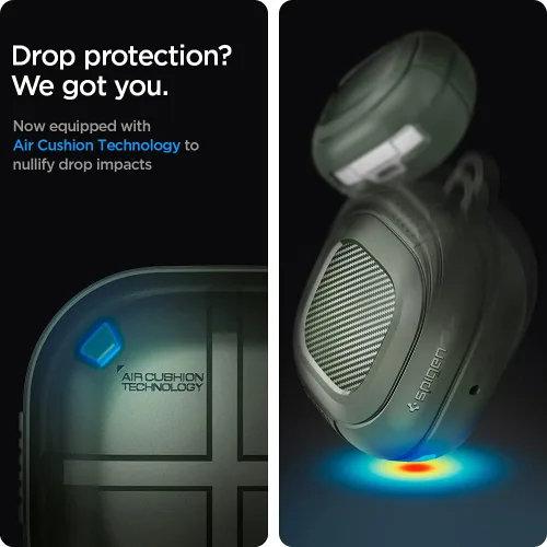 Vista 5 de Spigen Rugged Armor para Galaxy Buds Core, Buds FE, Buds 2 Pro y Buds Live TPU y PC de doble capa, protección contra caídas, mosquetón incluido