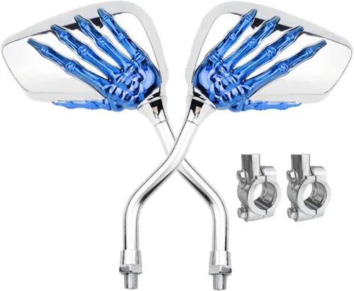 Vista 12 de Par de espejos distintivos de calavera y esqueleto para bicicleta de mano, espejo retrovisor lateral para manillar, soporte de montaje, abrazadera
