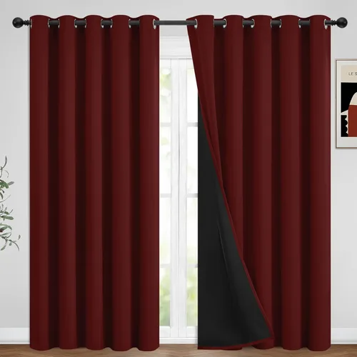 Vista 194 de Yakamok Cortinas negras, cortinas de ventana con aislamiento térmico y eficiencia energética para dormitorio, cortinas opacas completas y cortinas