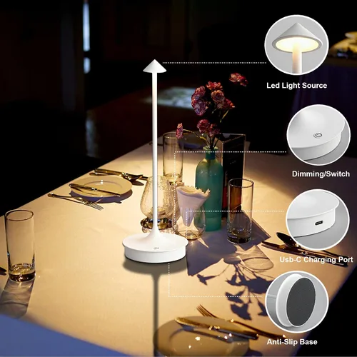 Vista 3 de Cordless Table Lamp Rechargeable LED Table Lamps Battery Operated 4000mAh Touch Dimmable Wireless Lamp Waterproof Portable Outdoor Table Light for