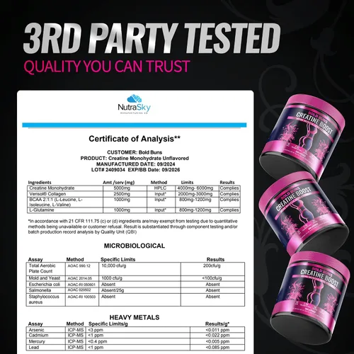 Vista 8 de Bold Buns Creatina para mujeres – Suplemento de construcción de glúteos con colágeno y BCAA – Apoya el desarrollo muscular, recuperación después