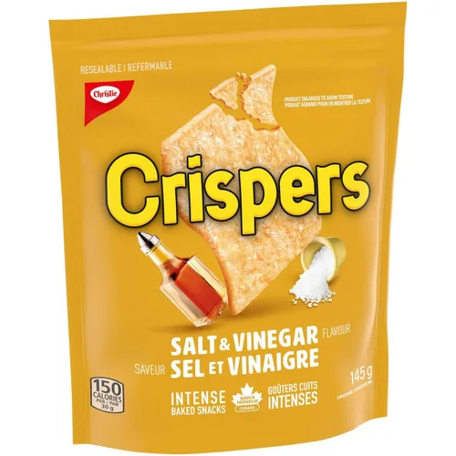 Vista 4 de Christie Crispers, galletas saladas y vinagre, 5.11 oz/5.1 onzas, bolsa, {Importado de Canadá}