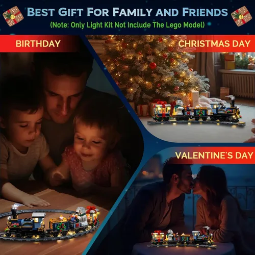 Vista 6 de Kit de luces LED mejorado compatible con Lego Icons Holiday Express Train Building Set, decoración de luces compatible con Lego 10361