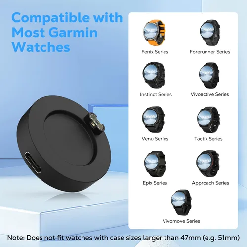 Vista 5 de Cargador de reloj compatible con Garmin Watch, base de carga tipo