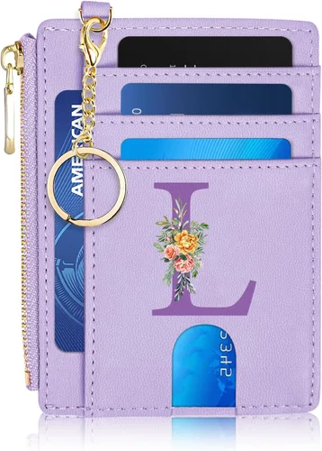 Vista 13 de Tarjetero para mujer minimalista y delgado con bolsillo frontal, bloqueo RFID, cartera compacta con ventana para identificación y bolsillo