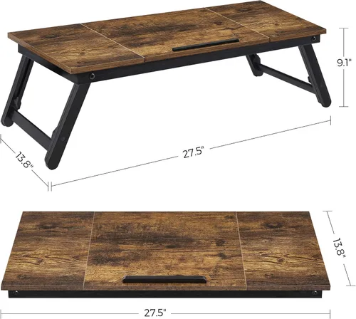 Vista 4 de SONGMICS ULLD110B01 - Mesa de escritorio para laptop, bandeja para cama o sofá, desayuno, parte superior inclinable ajustable, para diestros