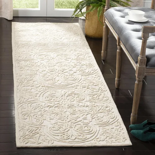 Vista 10 de SAFAVIEH Trace Collection - Alfombra decorativa de 2 x 3 pies, color marfil, lana hecha a mano, ideal para zonas de alto tráfico en entrada, sala