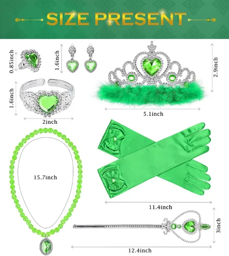 Vista 7 de BIBUTY Accesorios de vestir de princesa, guantes de princesa, juego de 7 piezas para niñas pequeñas