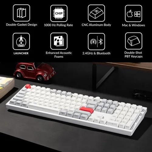 Vista 2 de Keychron Q6 Max QMKLAUNCHER Teclado mecánico personalizado con cable inalámbrico Bluetooth2.4 GHzUSB-C, perilla programable de tamaño completo