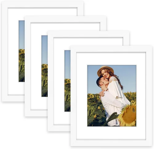 Vista 11 de Golden State Art, Juego de 2 marcos de madera blanca de 11 x 14 pulgadas con paspartú de cristal real para fotos de 8 x 10 pulgadas