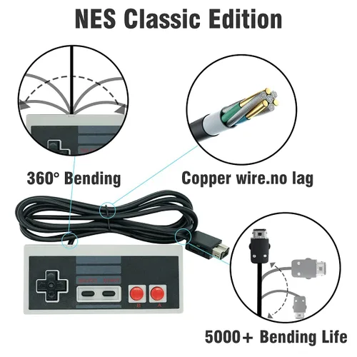 Vista 4 de NES - Controlador para NES Classic Edition y Nintendo Classic Mini, control de repuesto para Nintendo NES, 2 unidades de controlador NES Classic