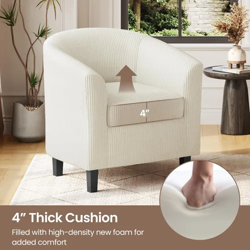 Vista 6 de Yaheetech Silla de Terciopelo Barril, Silla Decorativa Tapizada de Club, Silla Redonda con Cojín Suave para Sala de Estar, Dormitorio, Sala