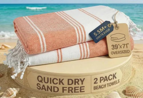 Vista 34 de LANE LINEN - Paquete de 4 toallas de playa de gran tamaño, toalla de piscina prelavada, extragrande, de secado rápido y sin arena, toalla de viaje
