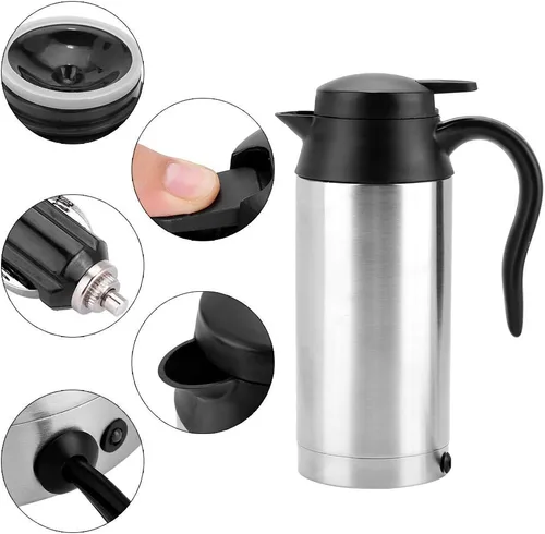 Vista 6 de FILFEEL Hervidor de viaje para automóvil, calentador de 24 V, olla para camping, barco, camión, camión, encendedor de cigarrillos, calentador