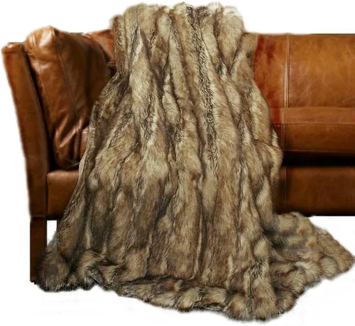 Vista 26 de Fur Accents Manta suntuosa de piel sintética de lujo, calidad de diseñador fabricada en Estados Unidos, Winter Fox