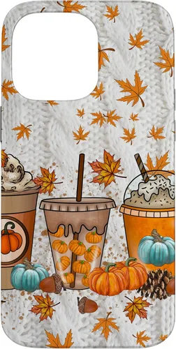 Vista 21 de iPhone 16 Thanksgiving Autumn Leaves Pumpkin Spice Knitted Print Phone Case