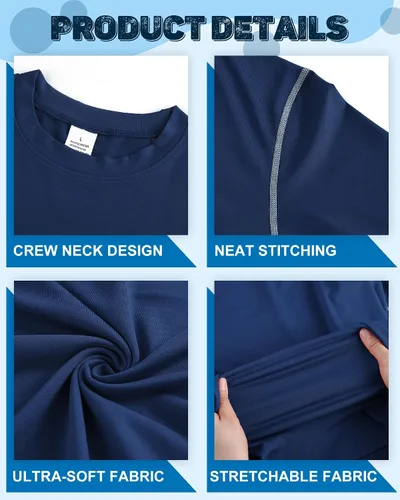 Vista 3 de Hicarer Paquete de 6 camisas de compresión atléticas para hombre, camisetas de manga larga para correr, para entrenamiento deportivo