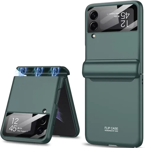Vista 15 de Protección magnética de bisagra y funda protectora de cámara de lente integrada para Samsung Galaxy Z Flip 4 (negro)