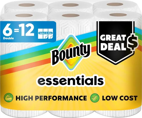 Vista 8 de Bounty 75720 Essentials Select-A-Size - Toallas de papel, 2 capas, 78 hojas/rollo, 12 rollos/cartón, 12 unidades (paquete de 1)