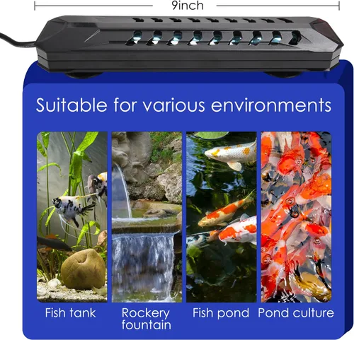 Vista 8 de TAISHAN Luz limpia para acuario, luz sumergible de 15 W con temporizador, doble tubo para acuario de agua, verde, transparente, impermeable, lámpara